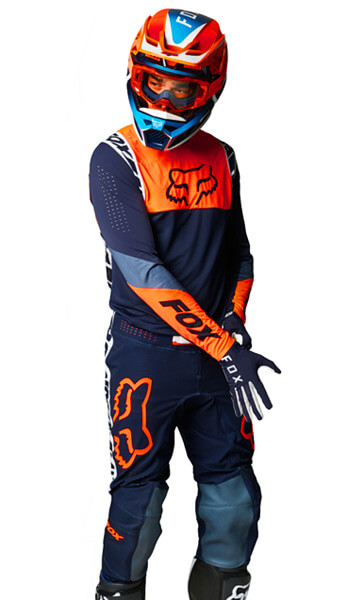 Tenue Cross Fox Racing Flexair Mach One Bleu Marine Orange Fx Motors