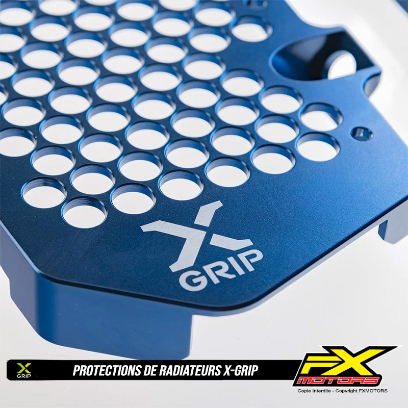 Protections de radiateurs X GRIP Motocross Enduro Anodise Couleur Bleu Detail