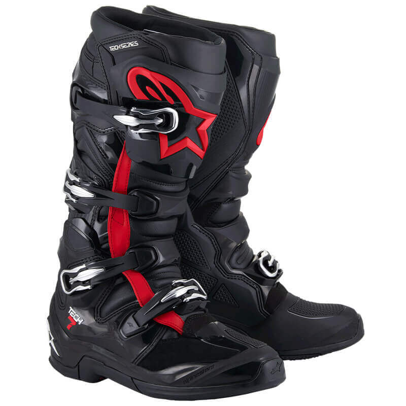 botte alpinestars tech 7 noir rouge fluo 2025