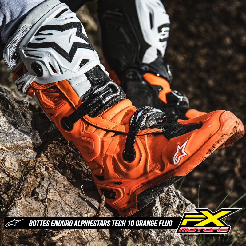 bottes alpinestars tech10 enduro orange blanc 2025 quad