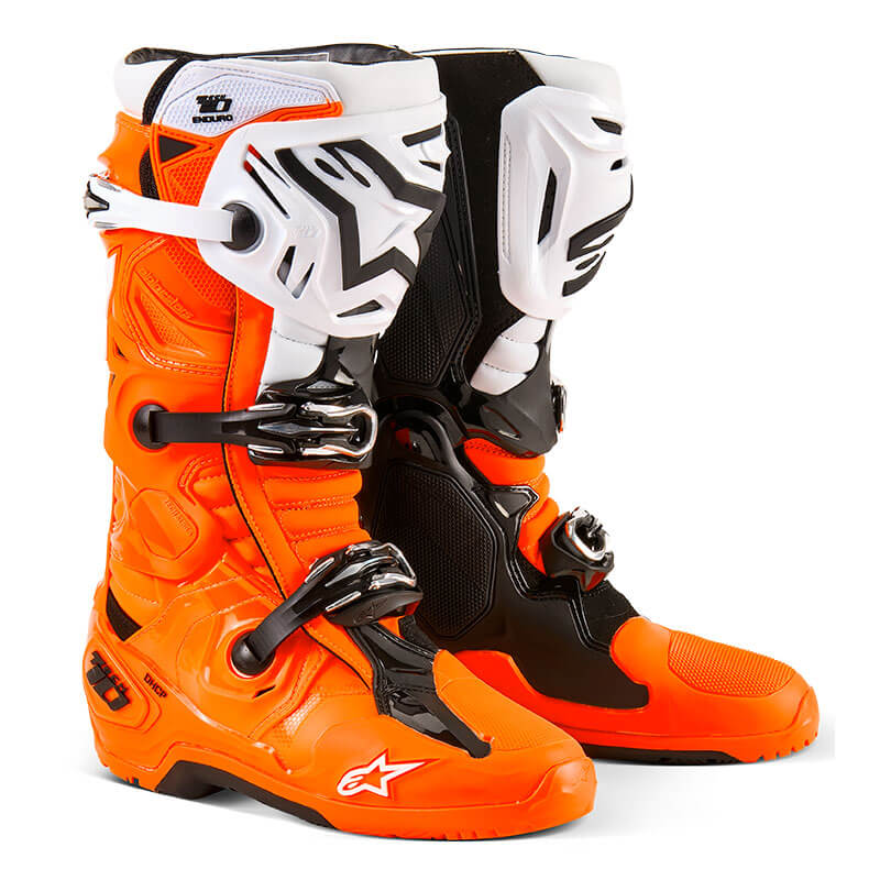 bottes alpinestars tech10 enduro orange blanc 2025