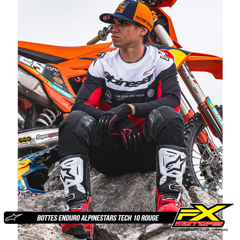 bottes alpinestars tech10 enduro rouge blanc 2025 quad