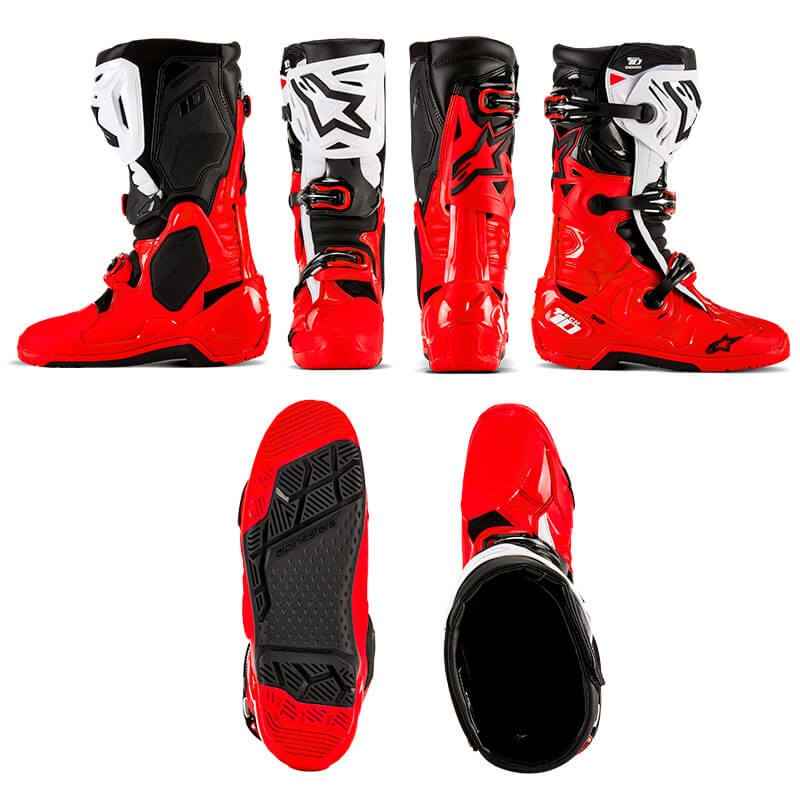 bottes alpinestars tech10 enduro rouge blanc 2025 tt