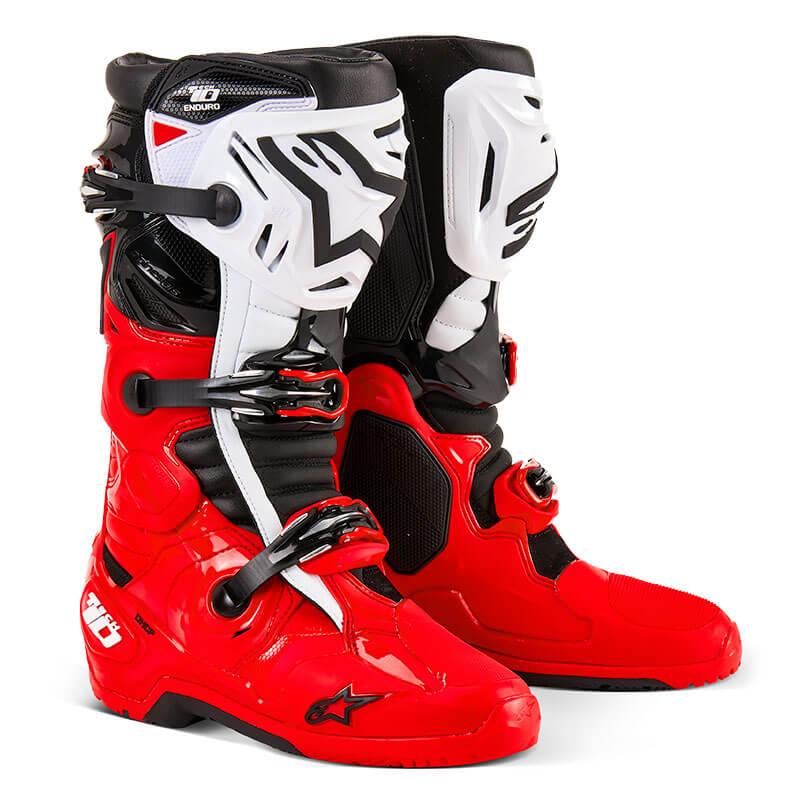 bottes alpinestars tech10 enduro rouge blanc 2025