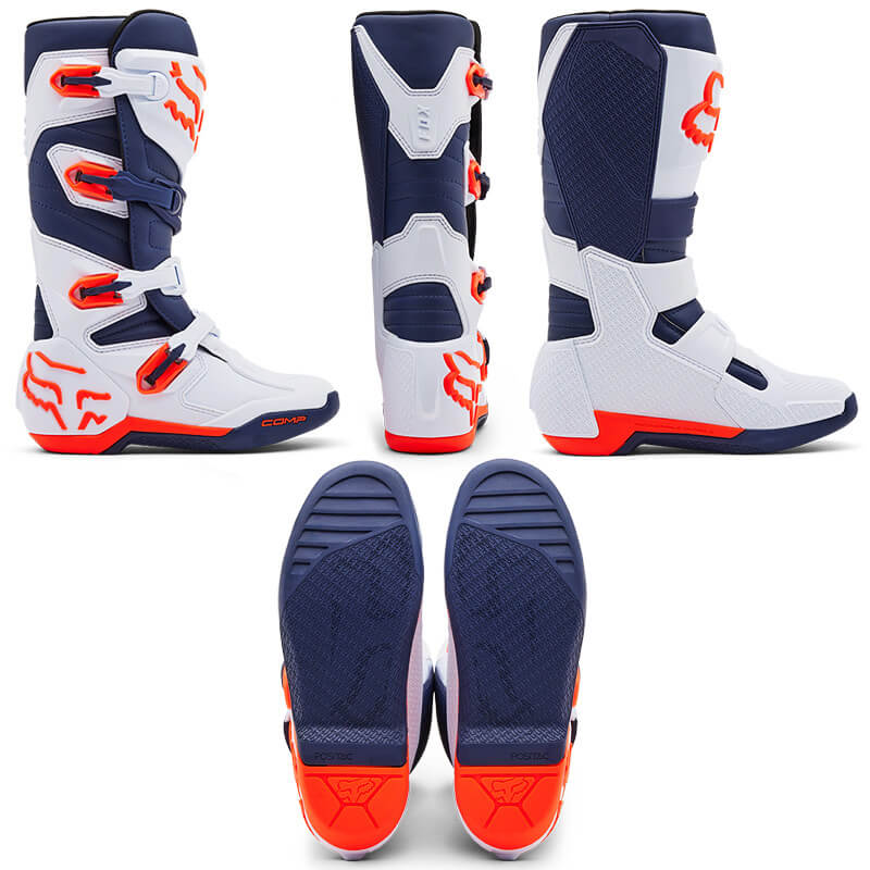 bottes fox racing comp blanc bleu marine 2025 cross