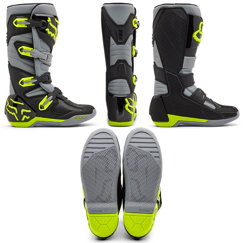 bottes fox racing comp gris jaune fluo 2025 cross