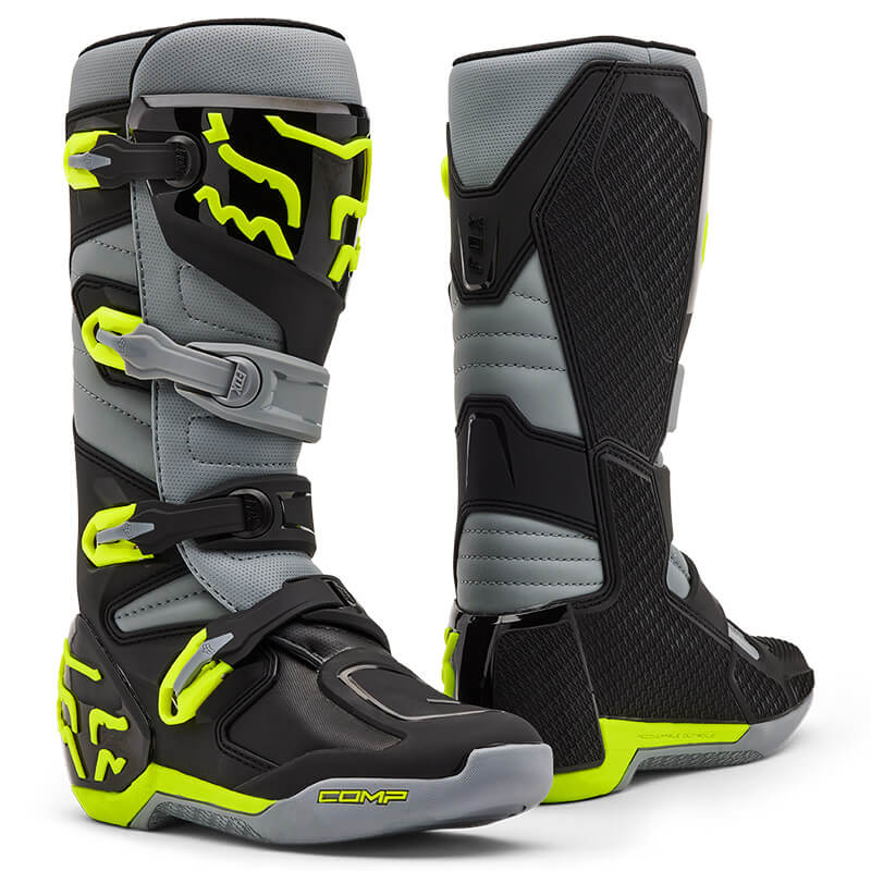 bottes fox racing comp gris jaune fluo 2025