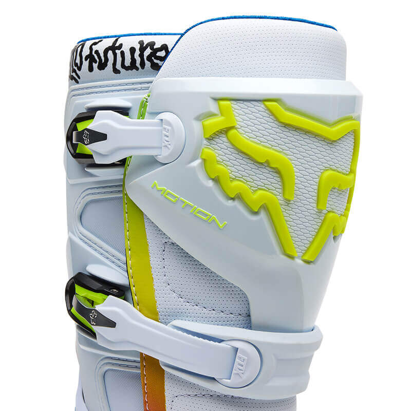 bottes fox racing motion hello future blanc 2025 head