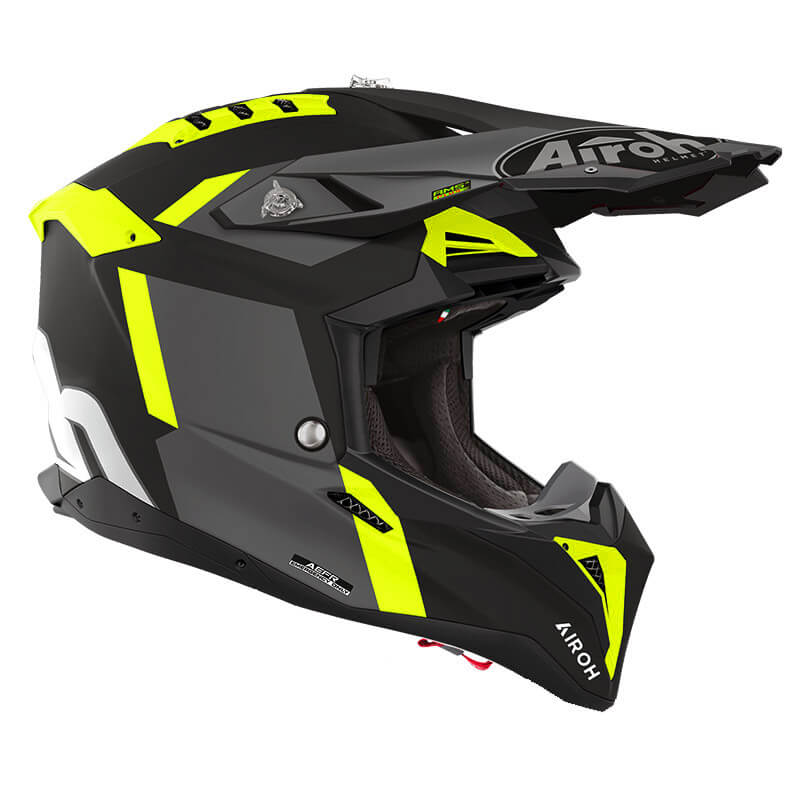 casque airoh aviator 3 glory 2024 jaune fluo cross