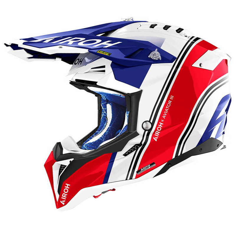 casque airoh aviator 3 hima bleu blanc rouge 2025