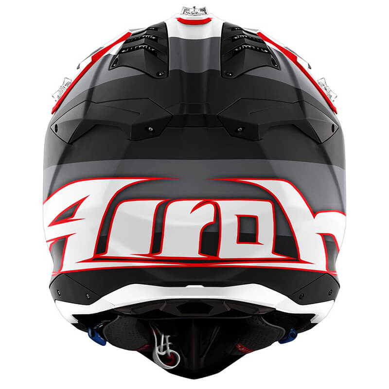 casque airoh aviator 3 monarch gris blanc rouge 2025 motocross