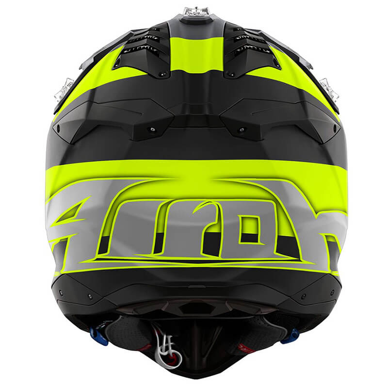 casque airoh aviator 3 monarch gris jaune fluo 2025 motocross