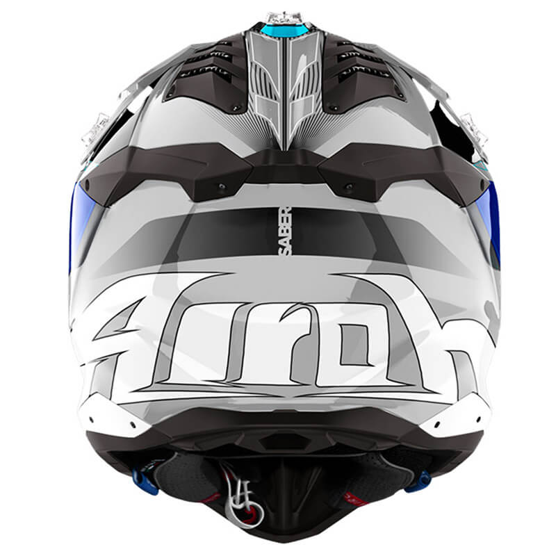 casque airoh aviator 3 saber 2024 gris bleu motocross