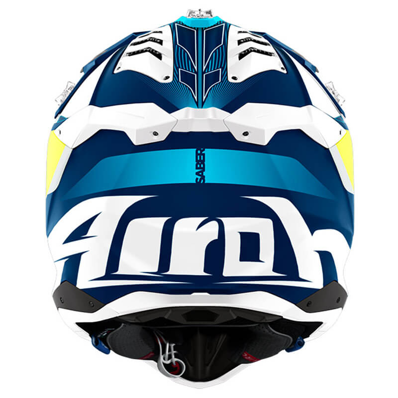 casque airoh aviator 3 saber 2024 jaune fluo bleu motocross