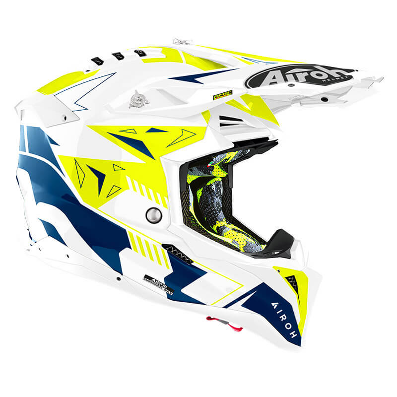 casque airoh aviator 3 spin 2024 jaune fluo cross