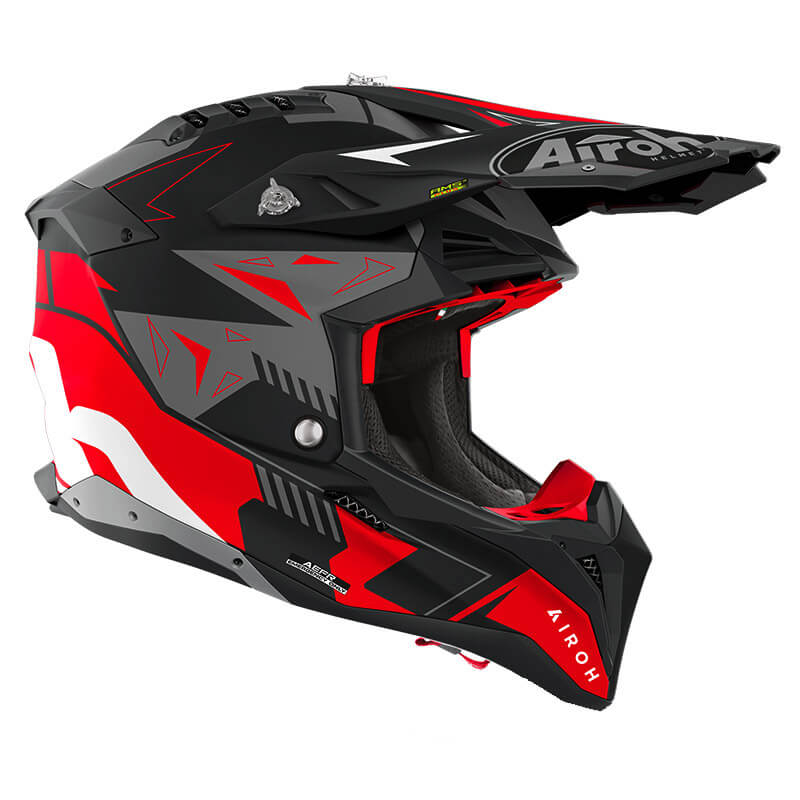 casque airoh aviator 3 spin 2024 noir rouge cross