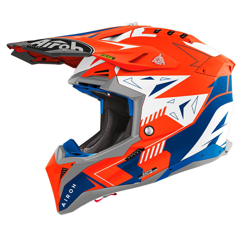 casque airoh aviator 3 spin 2024 orange bleu