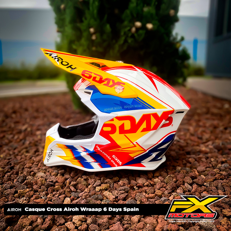 casque cross airoh wraap 6days spain jaune rouge enduro mx