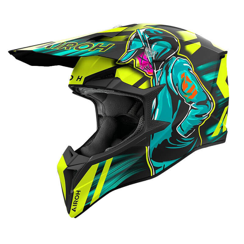 casque cross airoh wraap cyber jaune fluo 2025