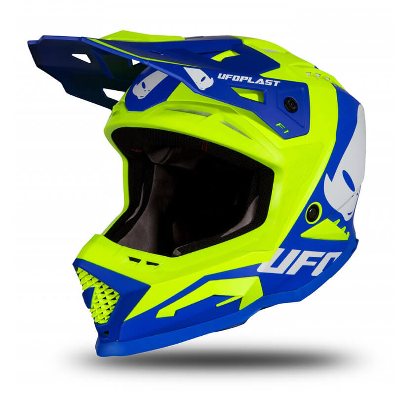 casque cross ufo echus bleu jaune fluo 23 motocrossmx