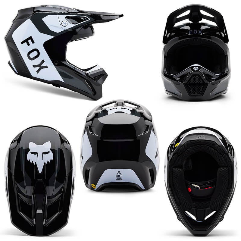 casque enfant fox racing v1 lean noir 2025 motocross