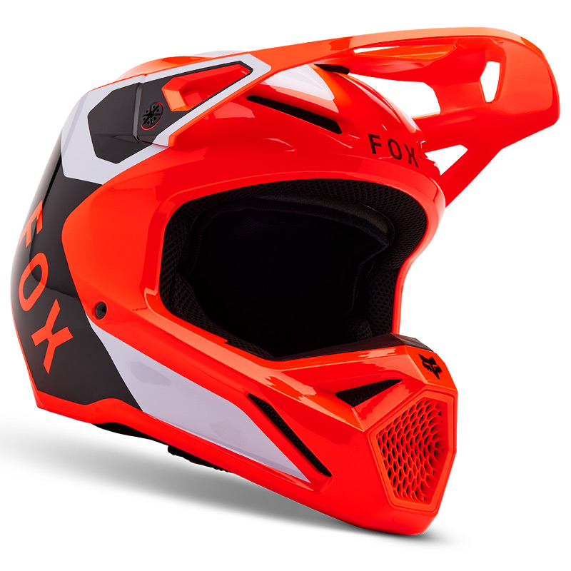 casque enfant fox racing v1 lean orange fluo 2025 cross