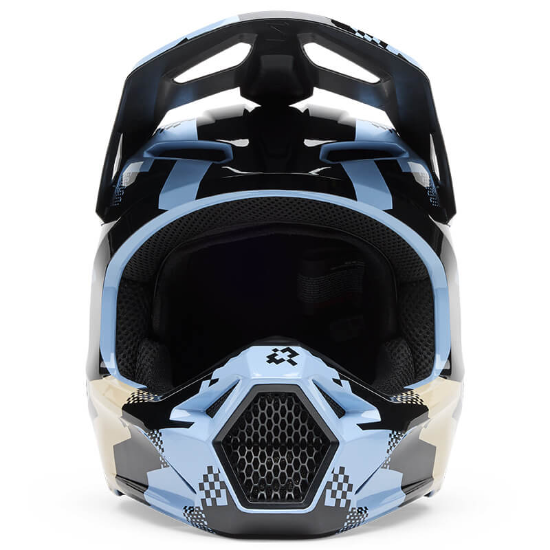 casque fox racing v1 digi noir bleu 2025 moto