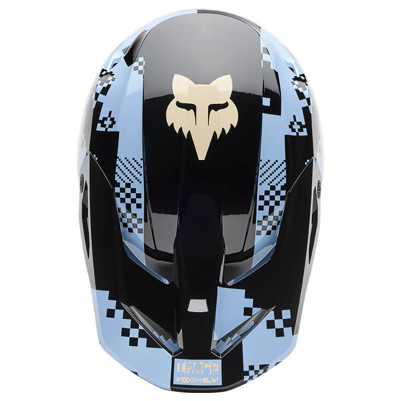 casque fox racing v1 digi noir bleu 2025 tt