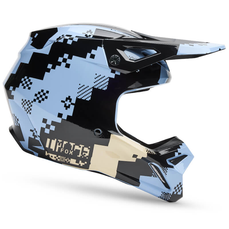 casque fox racing v1 digi noir bleu 2025