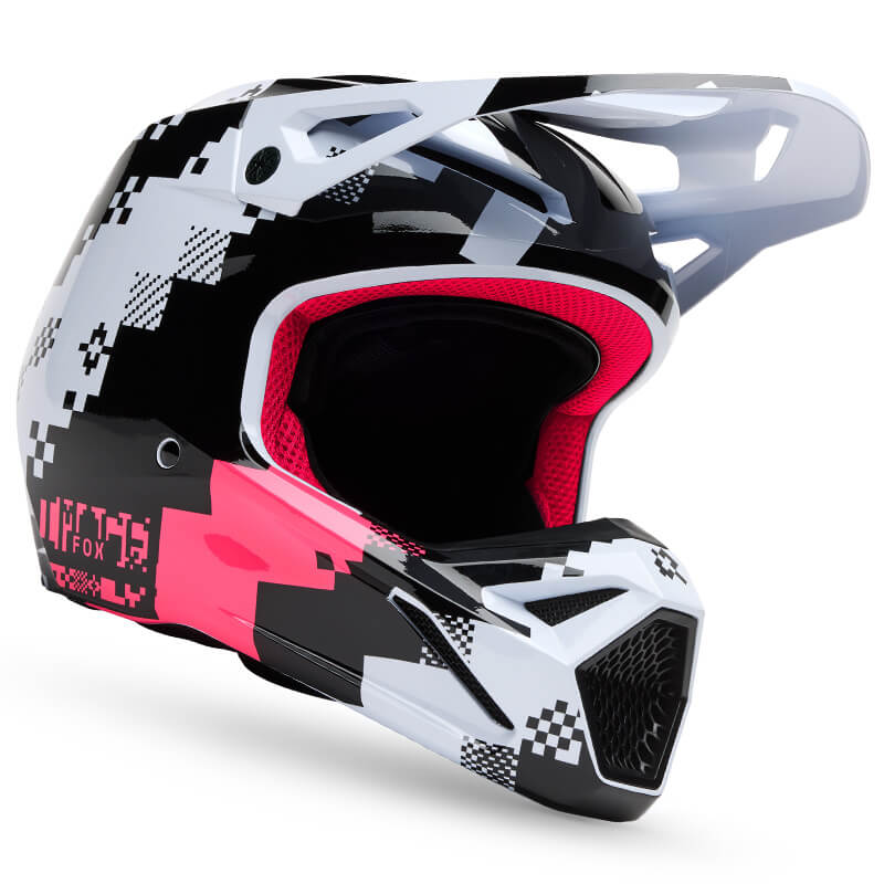 casque fox racing v1 digi noir rose 2025 motocross