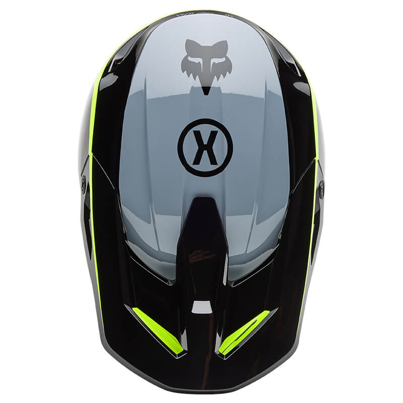 casque fox racing v1 flow jaune fluo noir 2025 enduro