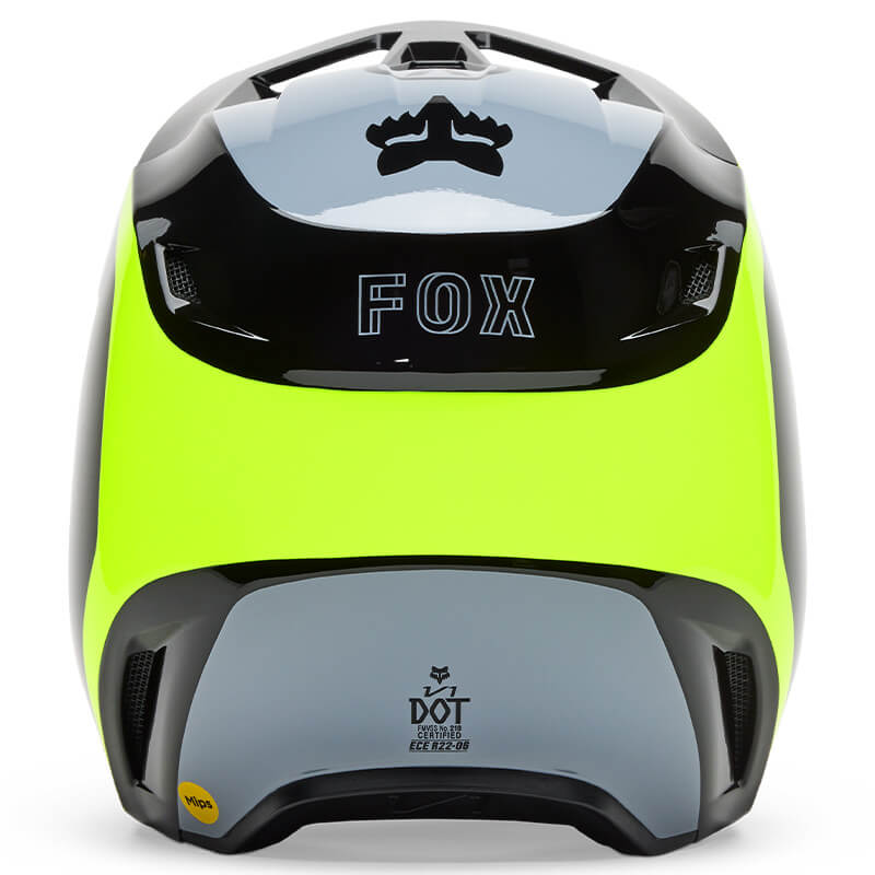 casque fox racing v1 flow jaune fluo noir 2025 mips