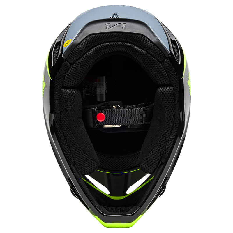 casque fox racing v1 flow jaune fluo noir 2025 tt