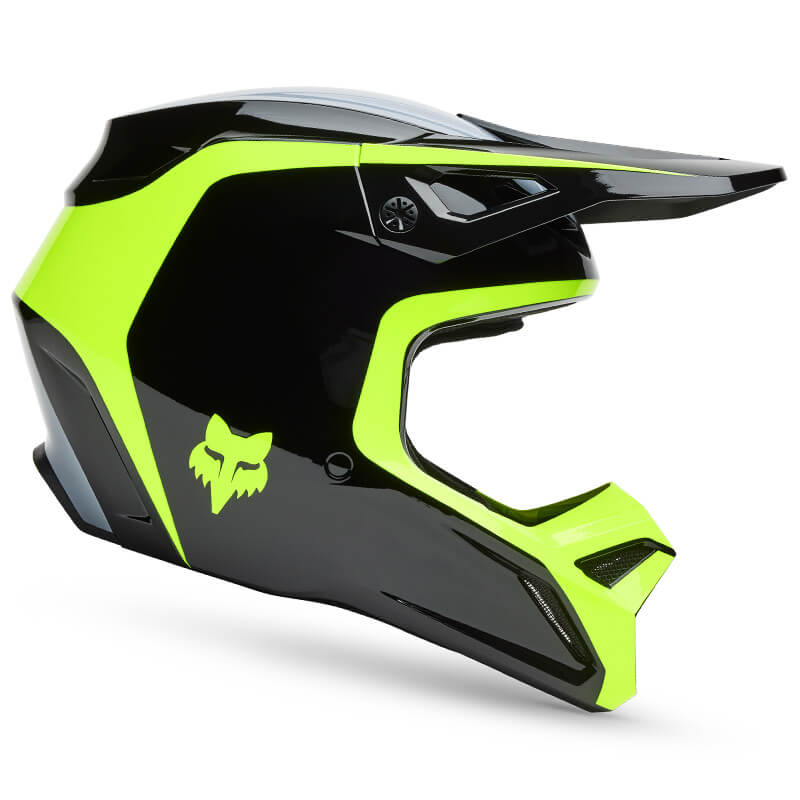 casque fox racing v1 flow jaune fluo noir 2025