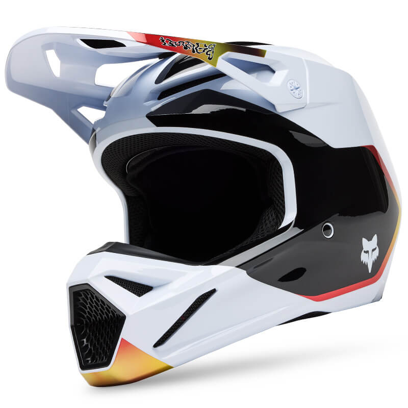 casque fox racing v1 hello blanc 2025 cross