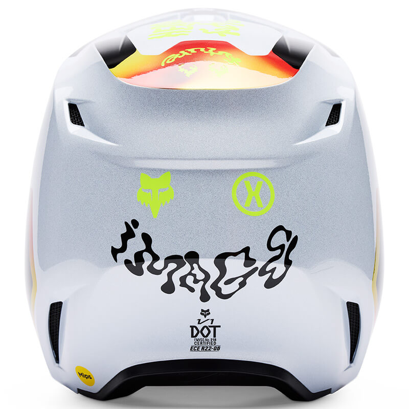 casque fox racing v1 hello blanc 2025 mips