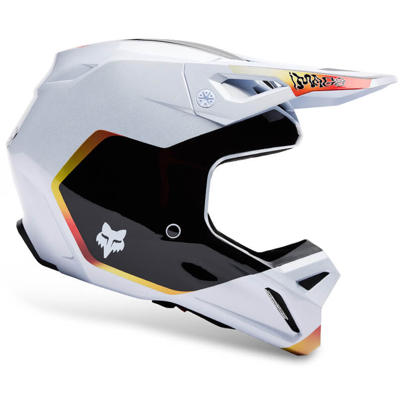 casque fox racing v1 hello blanc 2025