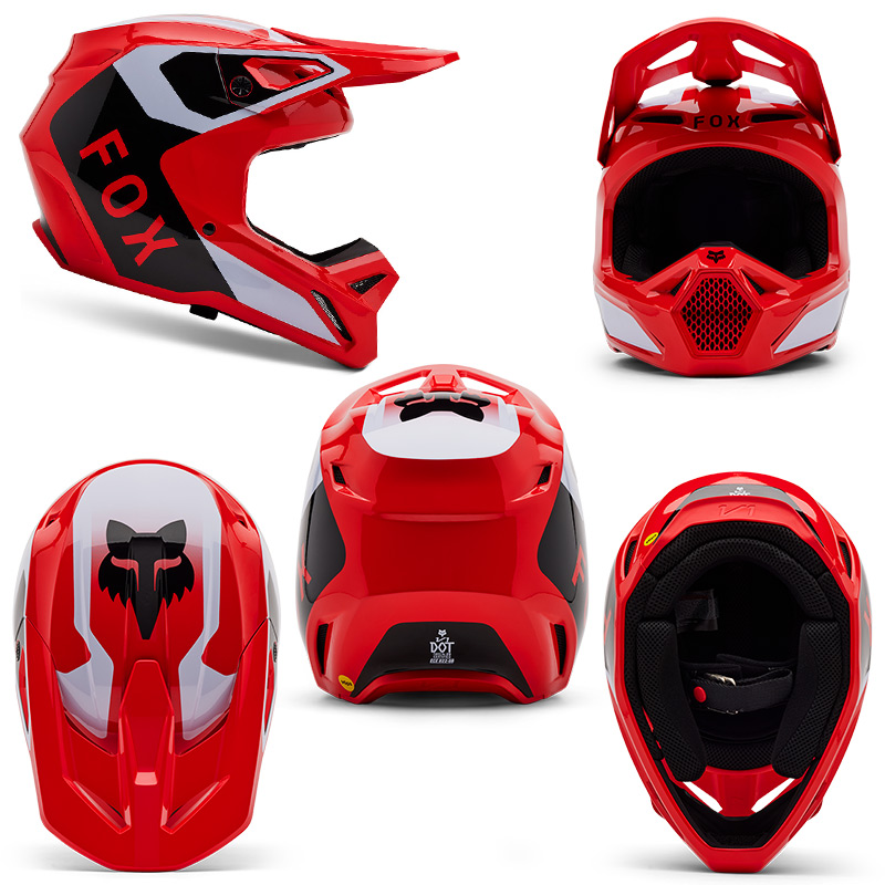 casque fox racing v1 lean rouge 2025 motocross