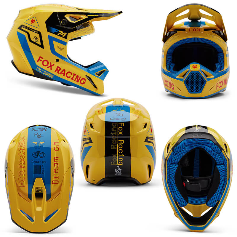 casque fox racing v1 race spec jaune 2025 cross