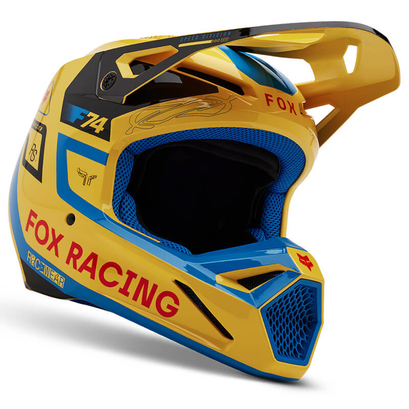 casque fox racing v1 race spec jaune 2025 motocross