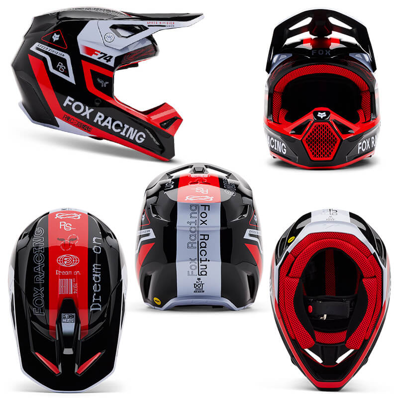 casque fox racing v1 race spec rouge 2025 cross