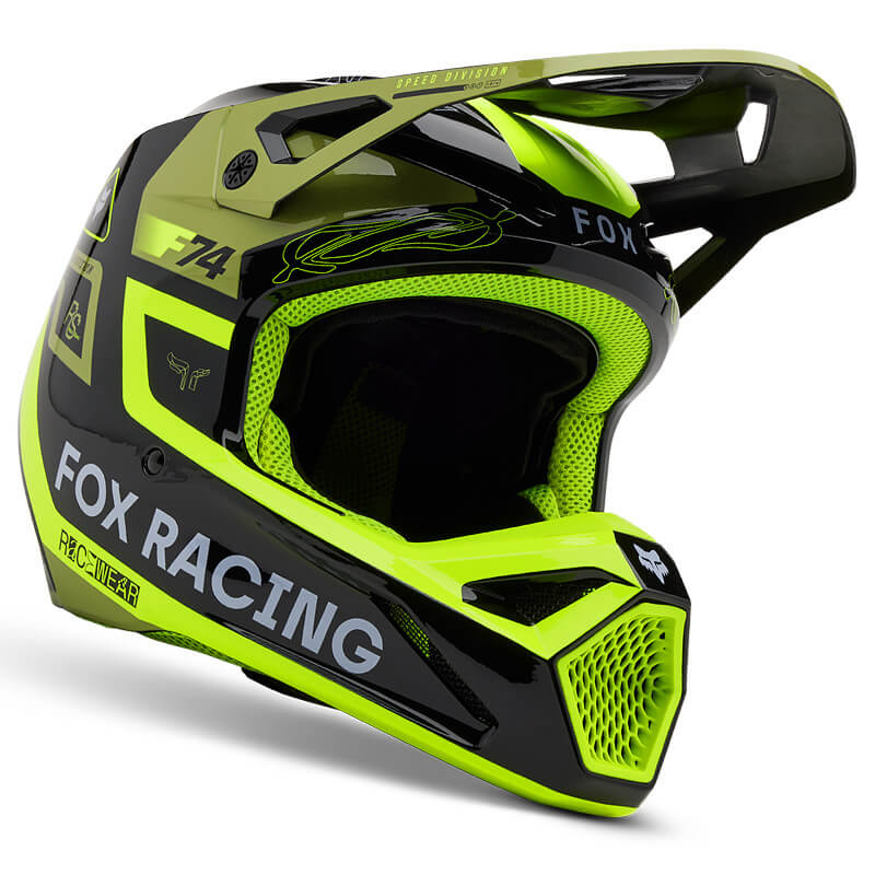 casque fox racing v1 race spec vert 2025 motocross