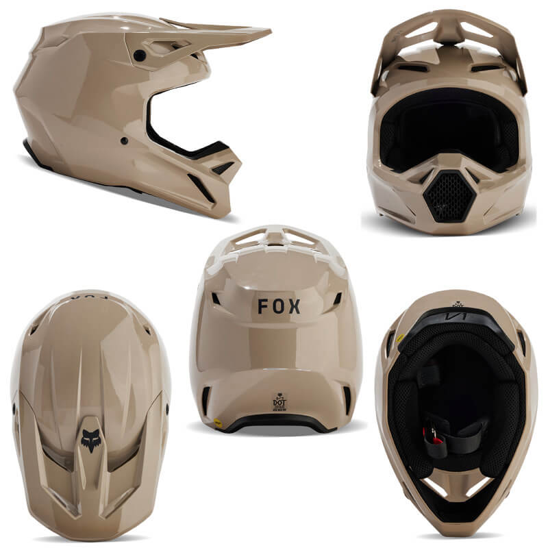 casque fox racing v1 solid taupe 2024 motocross destockage