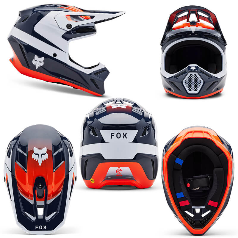 casque fox racing v3 divider bleu nuit 2025 cross