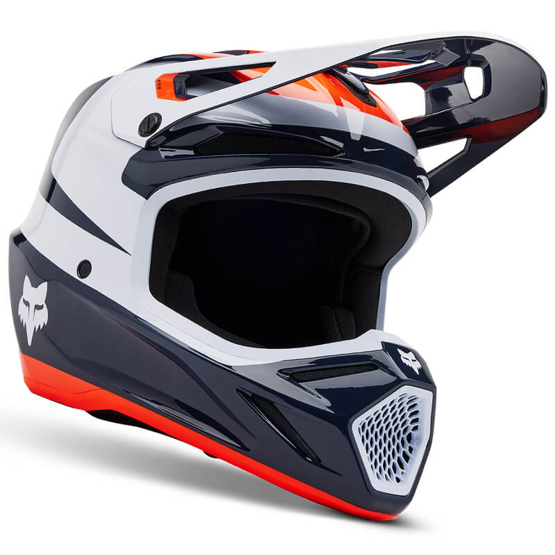 casque fox racing v3 divider bleu nuit 2025 motocross