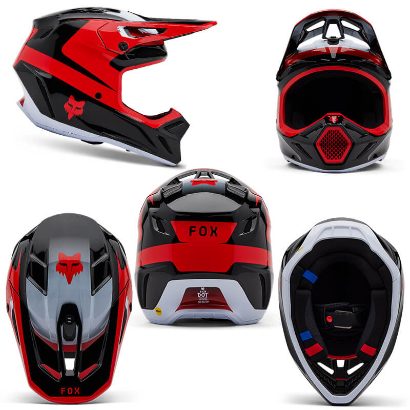 casque fox racing v3 divider noir rouge 2025 cross