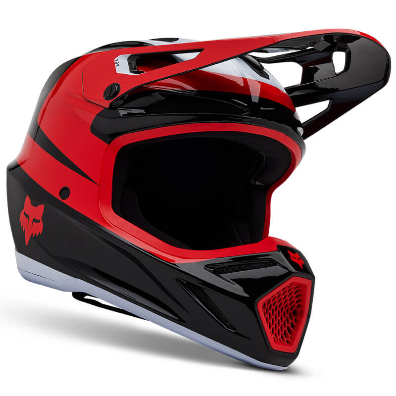 casque fox racing v3 divider noir rouge 2025 motocross