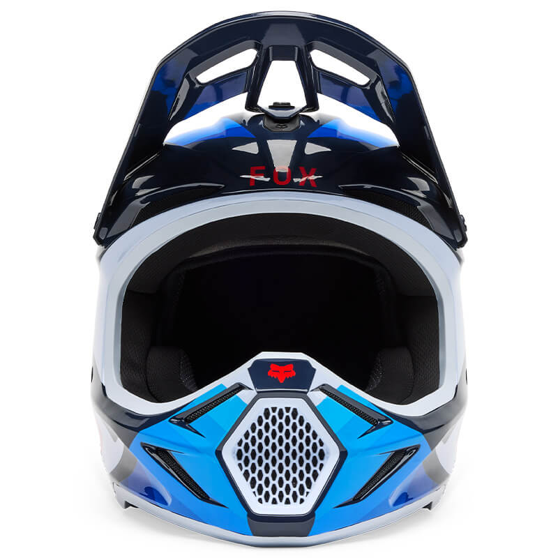 casque fox racing v3 fade bleu 2025 motocross