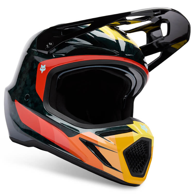 casque fox racing v3 rs grid noir orange 2025 cross