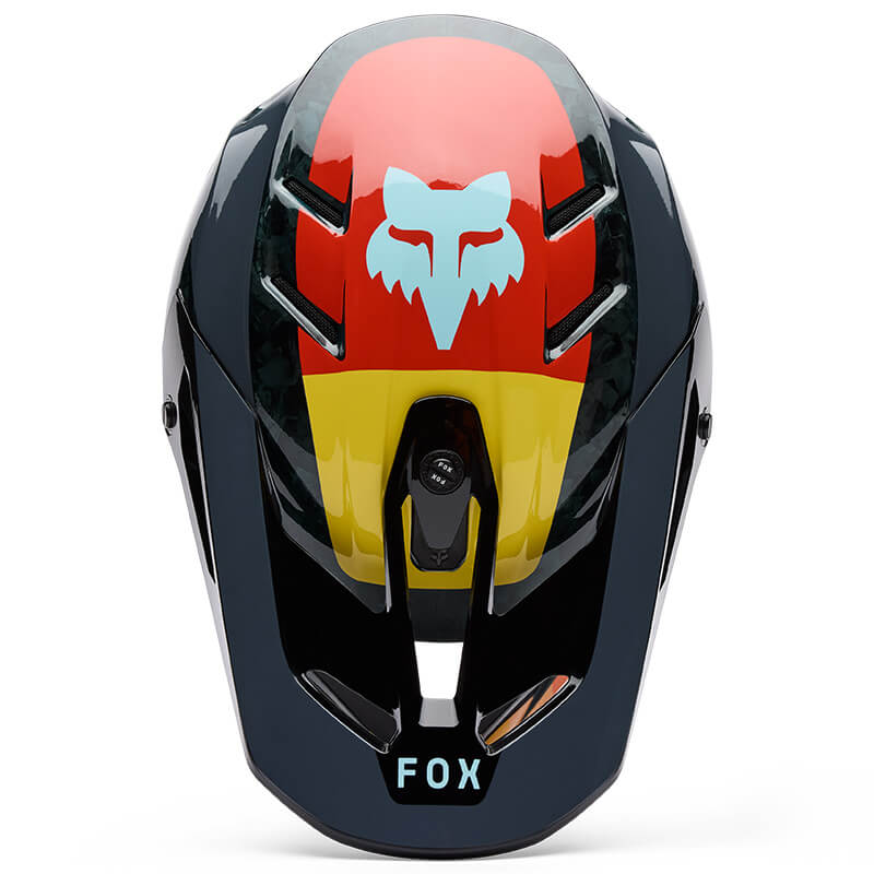 casque fox racing v3 rs grid noir orange 2025 mx